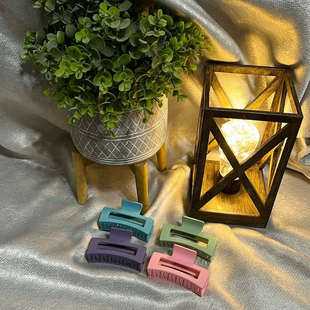 4pcs Rectangle Hair Claw Matte Purple Pink Green Blue